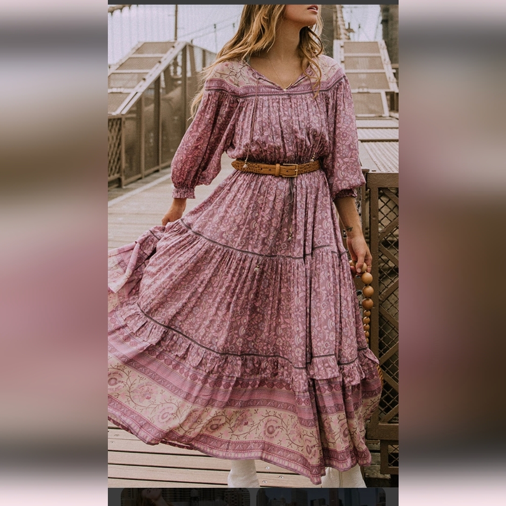 Spell Floral Pink and Purple Dress